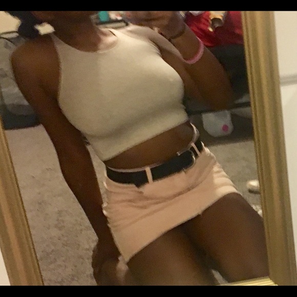 Oatmeal/gray (ish) American apparel crop top. - Picture 3 of 3